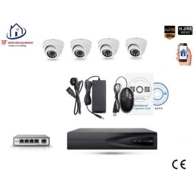 Home-Locking camerasysteem met bewegingsdetectie en NVR 3.0MP H.265 POE en 4 dome camera's 3.0MP CS-4-492SD